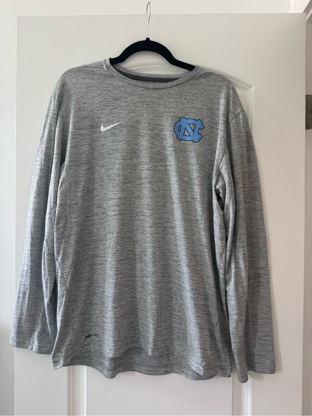 Nike Grey Long Sleeve Tee with Carolina Blue UNC Logo